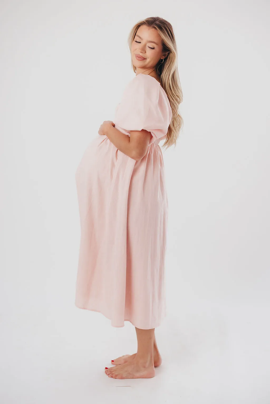 Hamilton Midi Dress in Pink - Bump Friendly and Inclusive Sizing (S-2XL) sold by Worth Collective product image thumbnail 5