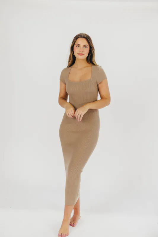 Wren Ribbed Knit Maxi Dress with Square Neckline in Taupe (XS-XL) - Worth Collective Exclusive *Final-Sale* sold by Worth Collective