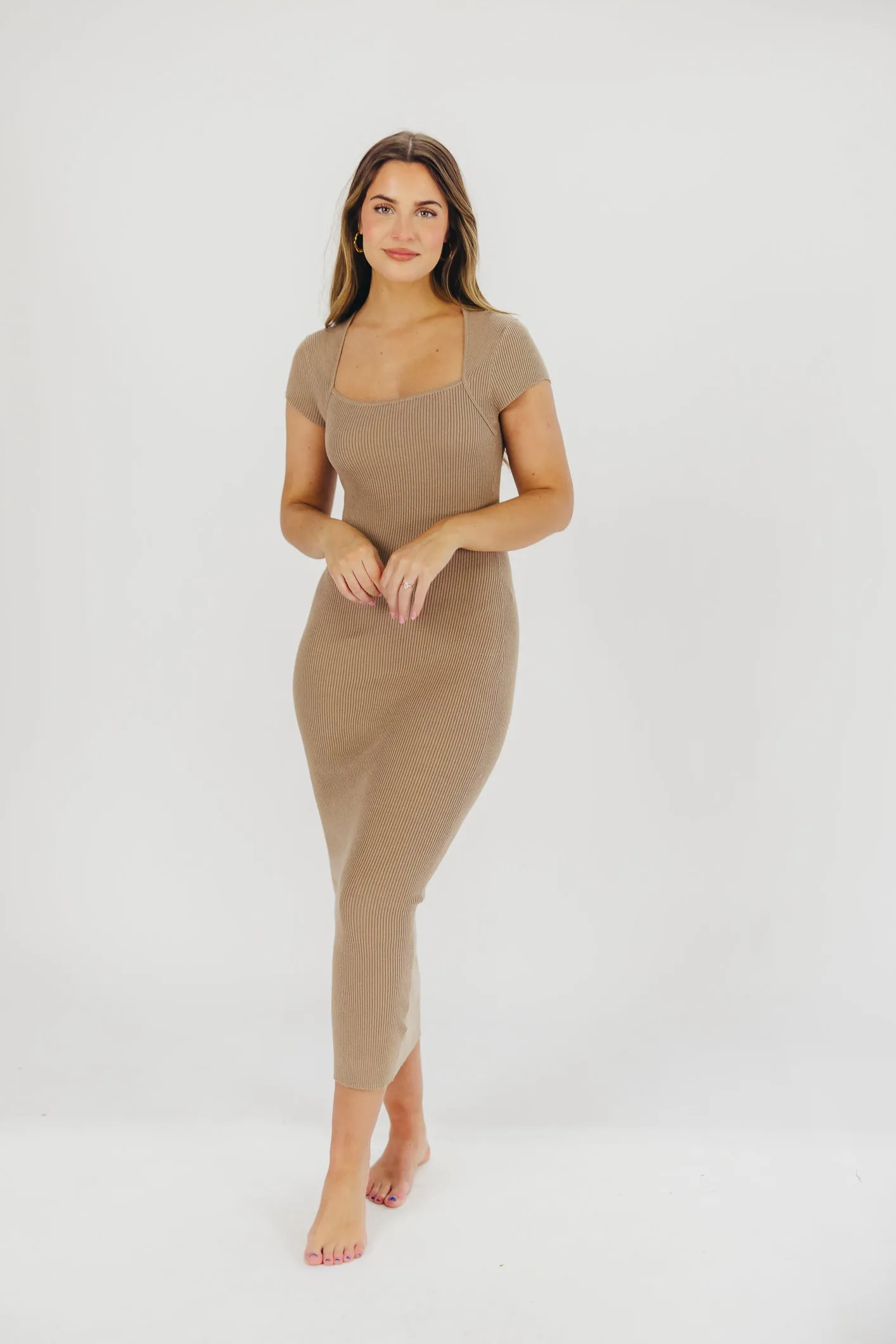 Wren Ribbed Knit Maxi Dress with Square Neckline in Taupe (XS-XL) - Worth Collective Exclusive *Final-Sale* sold by Worth Collective product image thumbnail 4