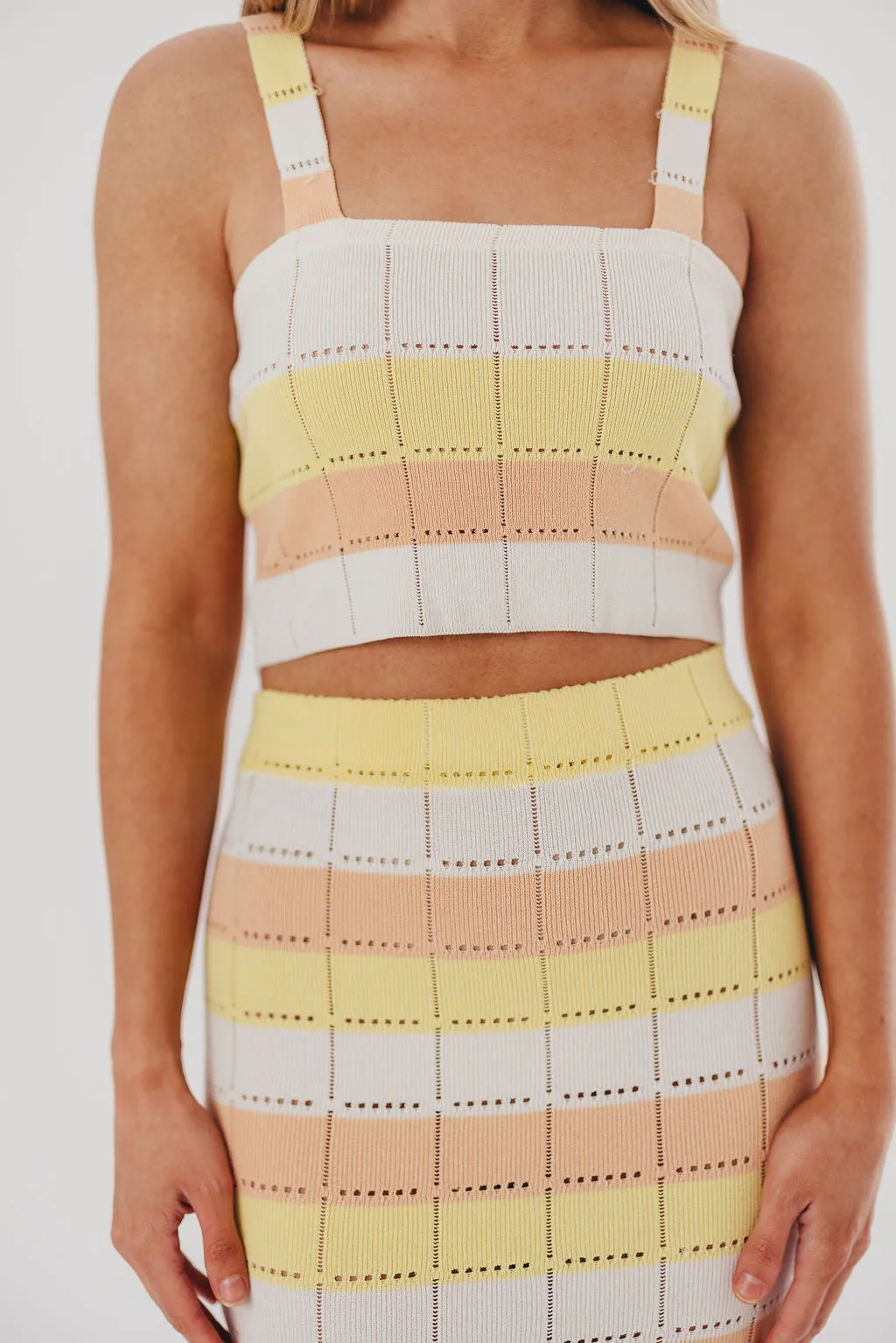 Andi Knit Cropped Tank in Shell Multi - Skirt Sold Separately sold by Worth Collective