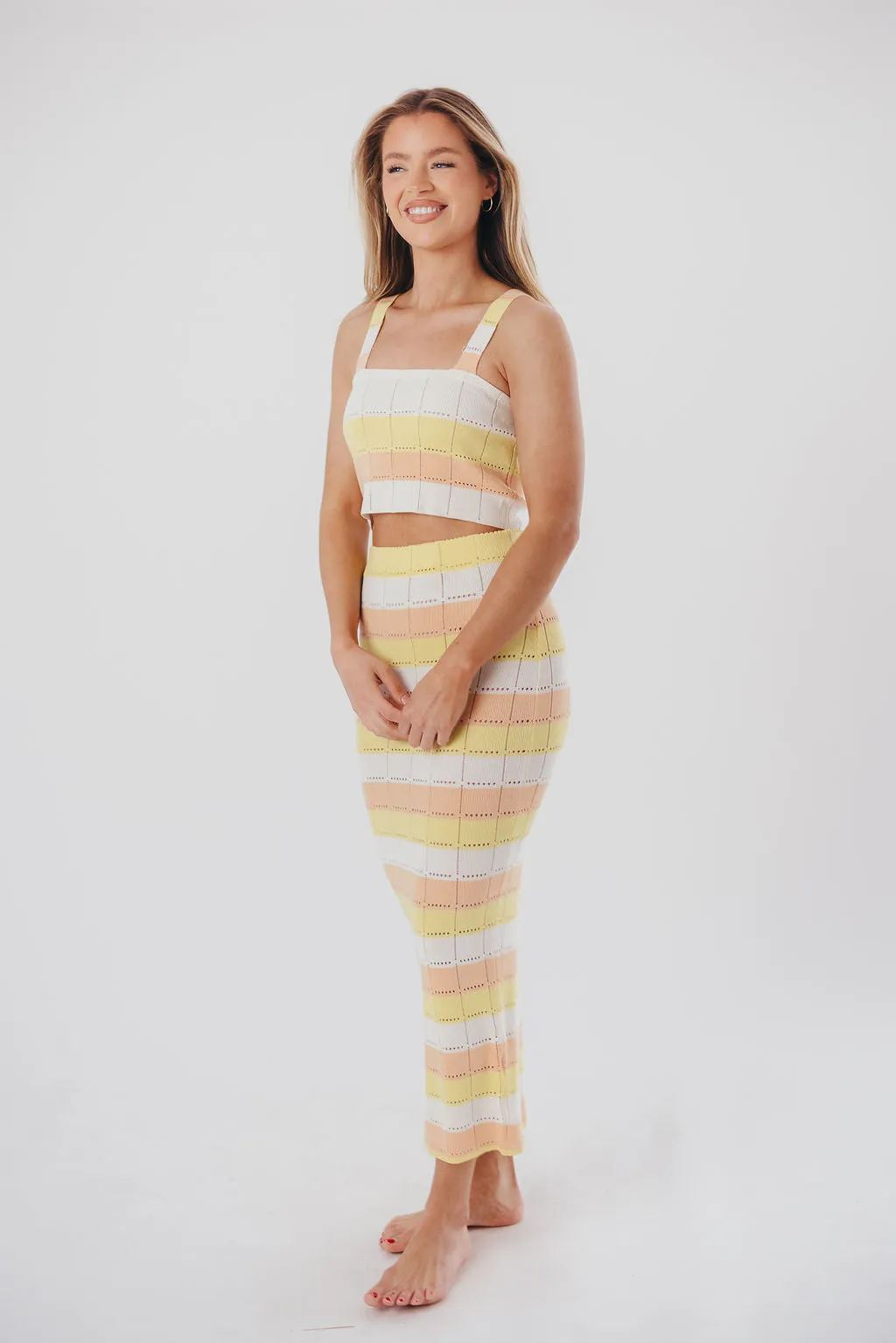 Andi Knit Cropped Tank in Shell Multi - Skirt Sold Separately sold by Worth Collective product image thumbnail 3