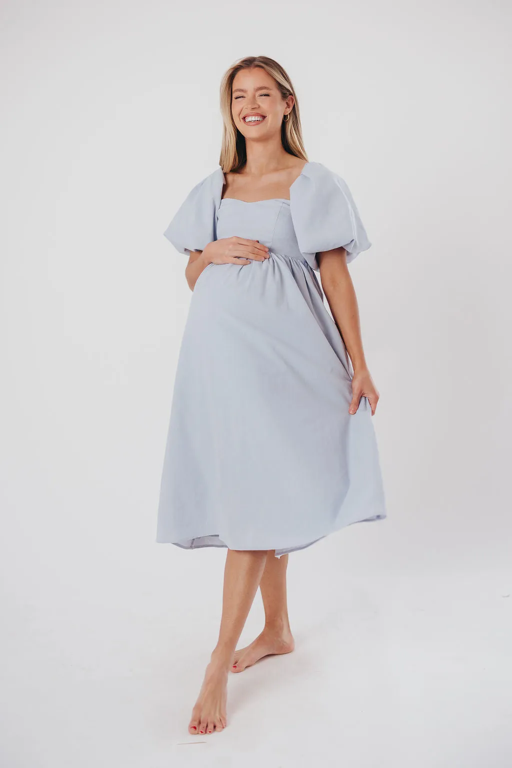 Hamilton Midi Dress in Light Blue - Bump Friendly & Inclusive Sizing (S-2XL) sold by Worth Collective product image thumbnail 3