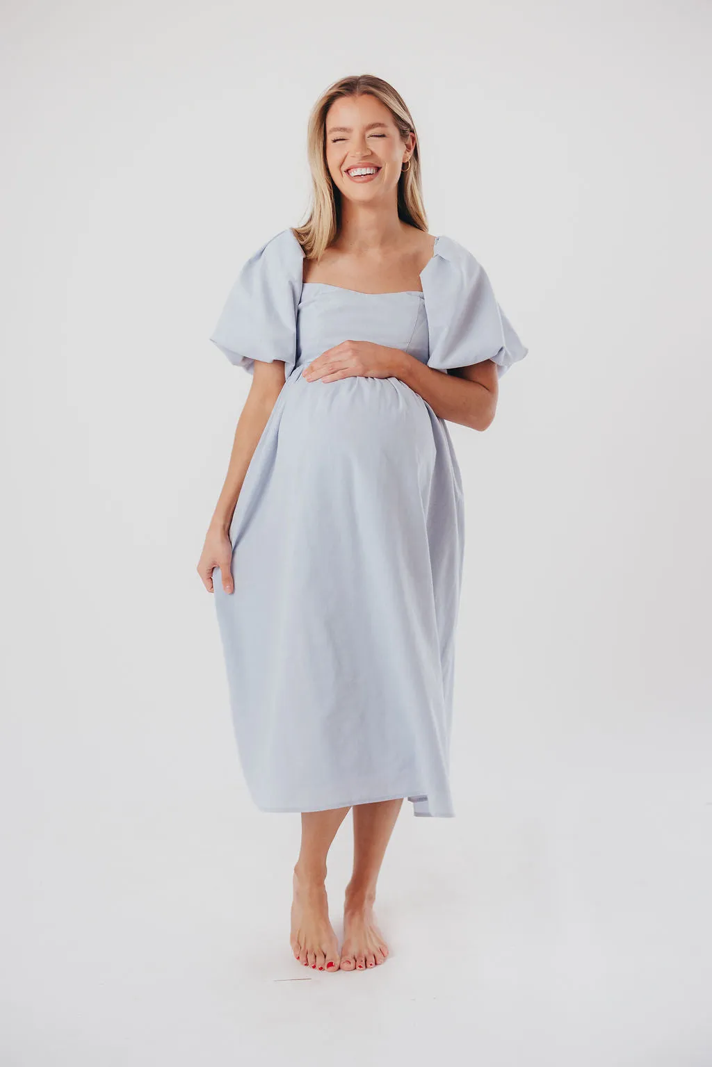 Hamilton Midi Dress in Light Blue - Bump Friendly & Inclusive Sizing (S-2XL) sold by Worth Collective product image thumbnail 4
