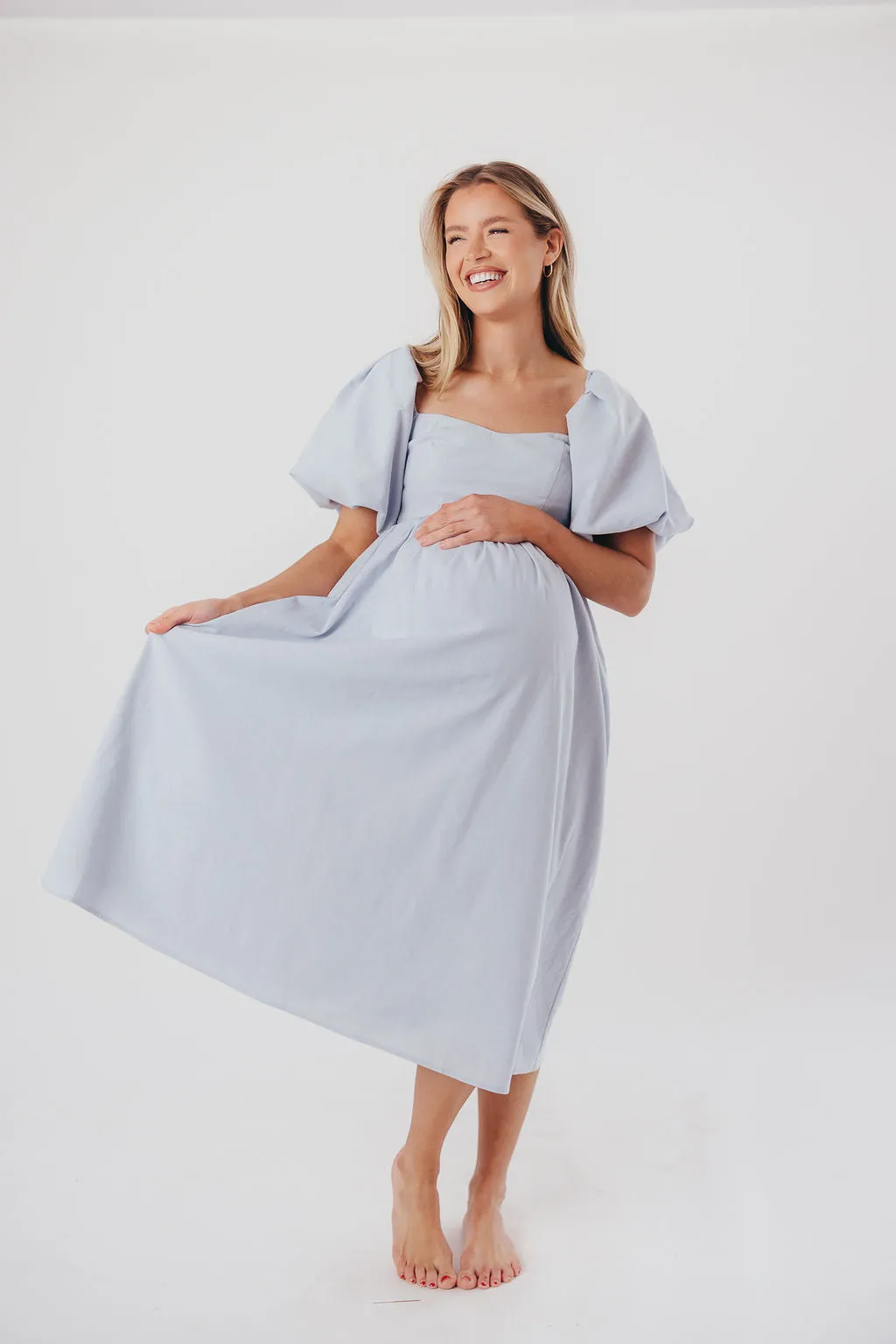 Hamilton Midi Dress in Light Blue - Bump Friendly & Inclusive Sizing (S-2XL) sold by Worth Collective product image thumbnail 5