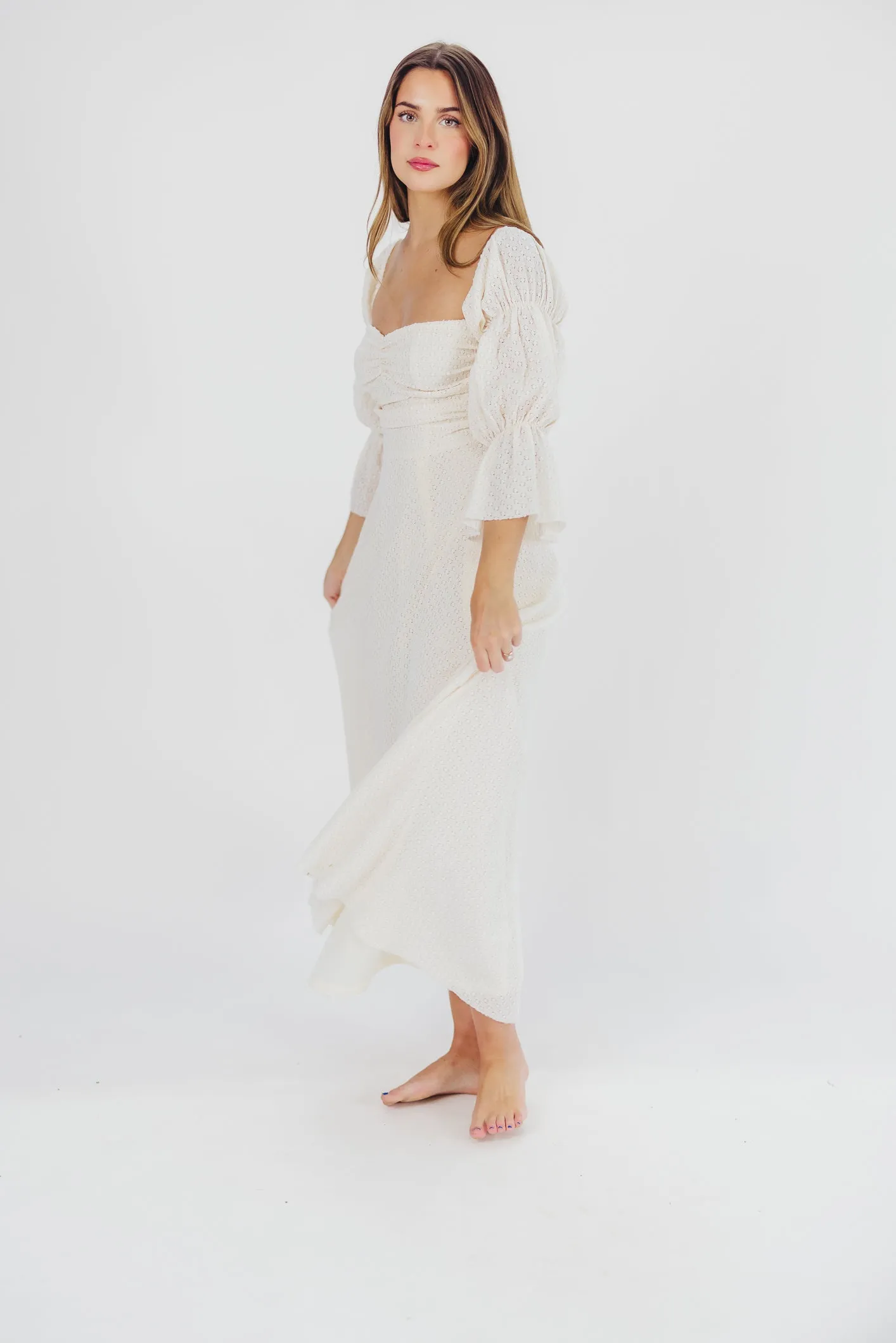 Corrine Tiered Sleeve Maxi Dress in Ivory Cream sold by Worth Collective product image thumbnail 2