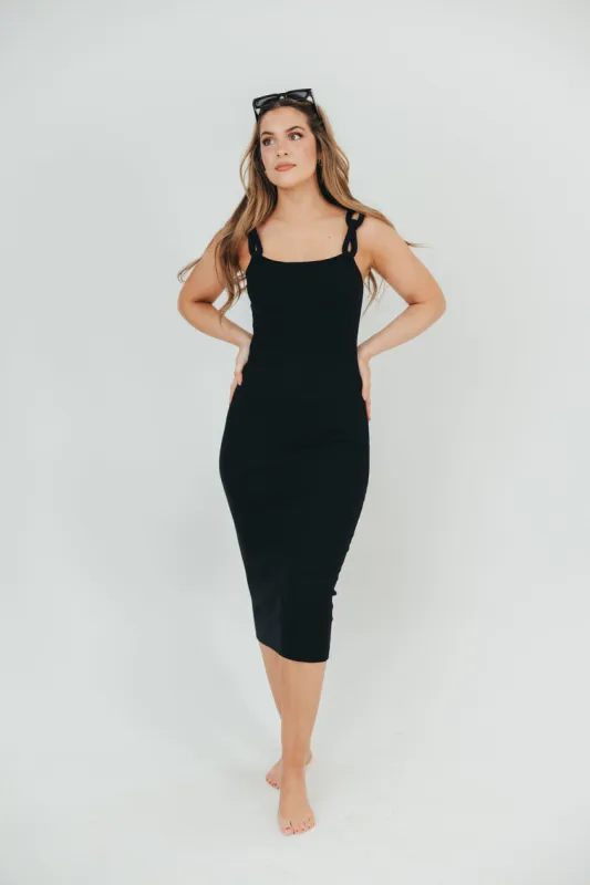 Lois Knit Midi Dress in Black sold by Worth Collective