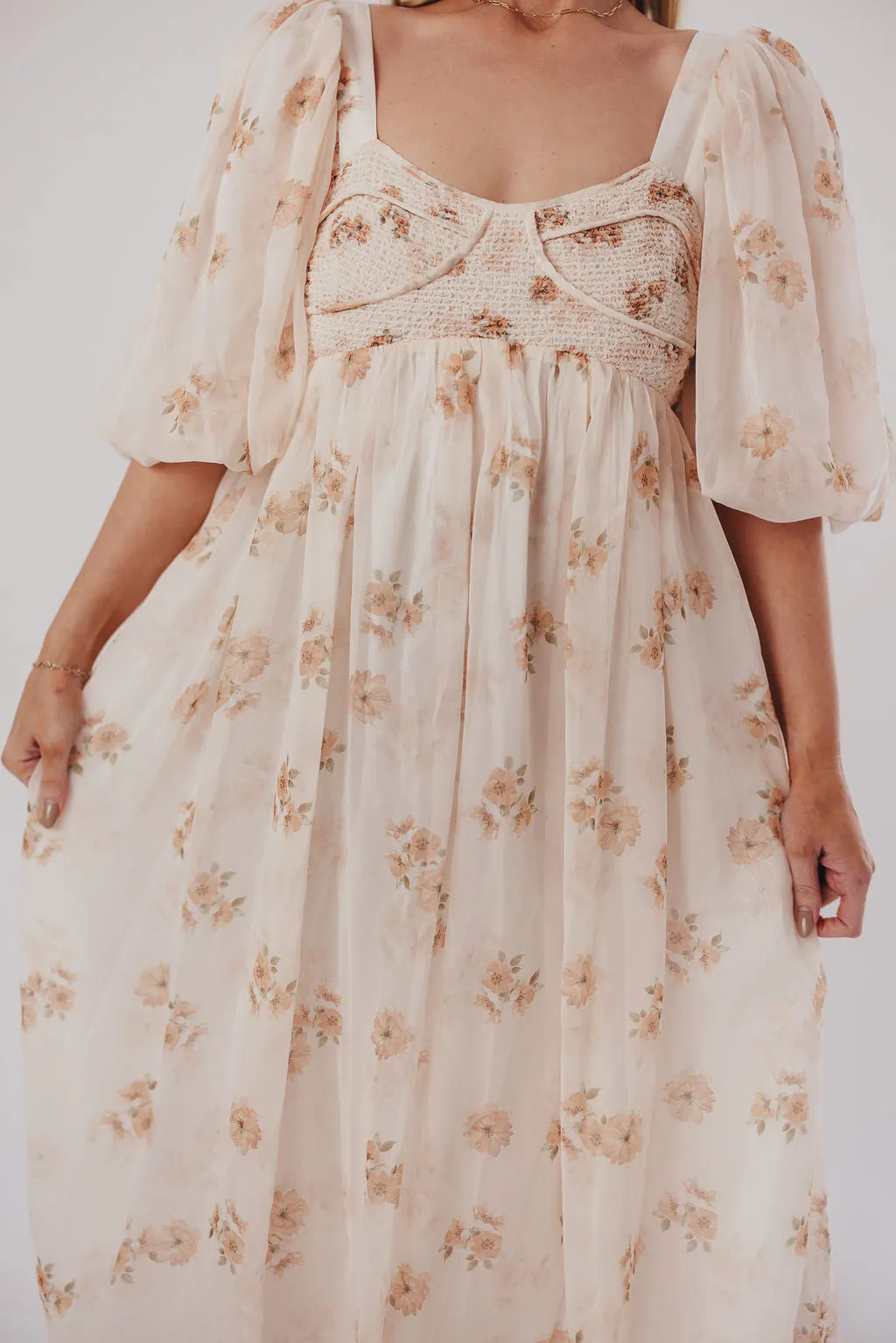 Harlow Maxi Dress in Taupe Floral - Bump Friendly & Inclusive Sizing (S-3XL) sold by Worth Collective product image thumbnail 3