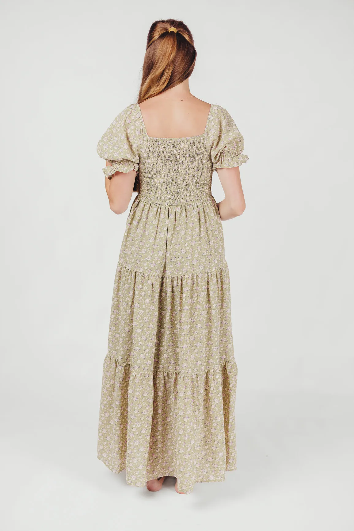 Patton Sweetheart Neckline Tiered Maxi Dress in Sage sold by Worth Collective product image thumbnail 2