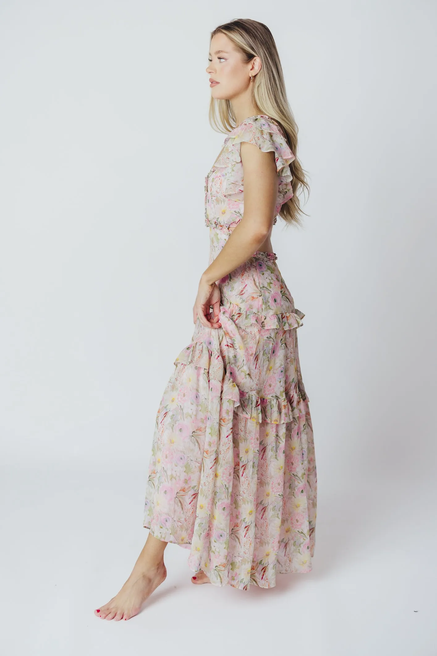 ASTR Millie Maxi Dress in Pink Floral sold by Worth Collective product image thumbnail 3