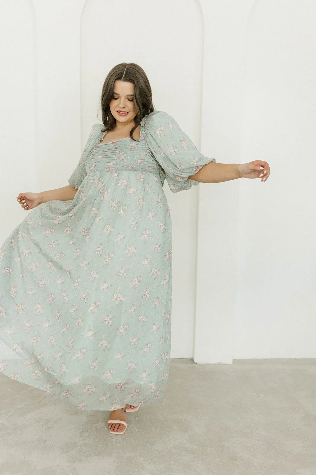 Melody Maxi Dress in Turquoise Floral - Bump Friendly & Inclusive Sizing sold by Worth Collective product image thumbnail 2