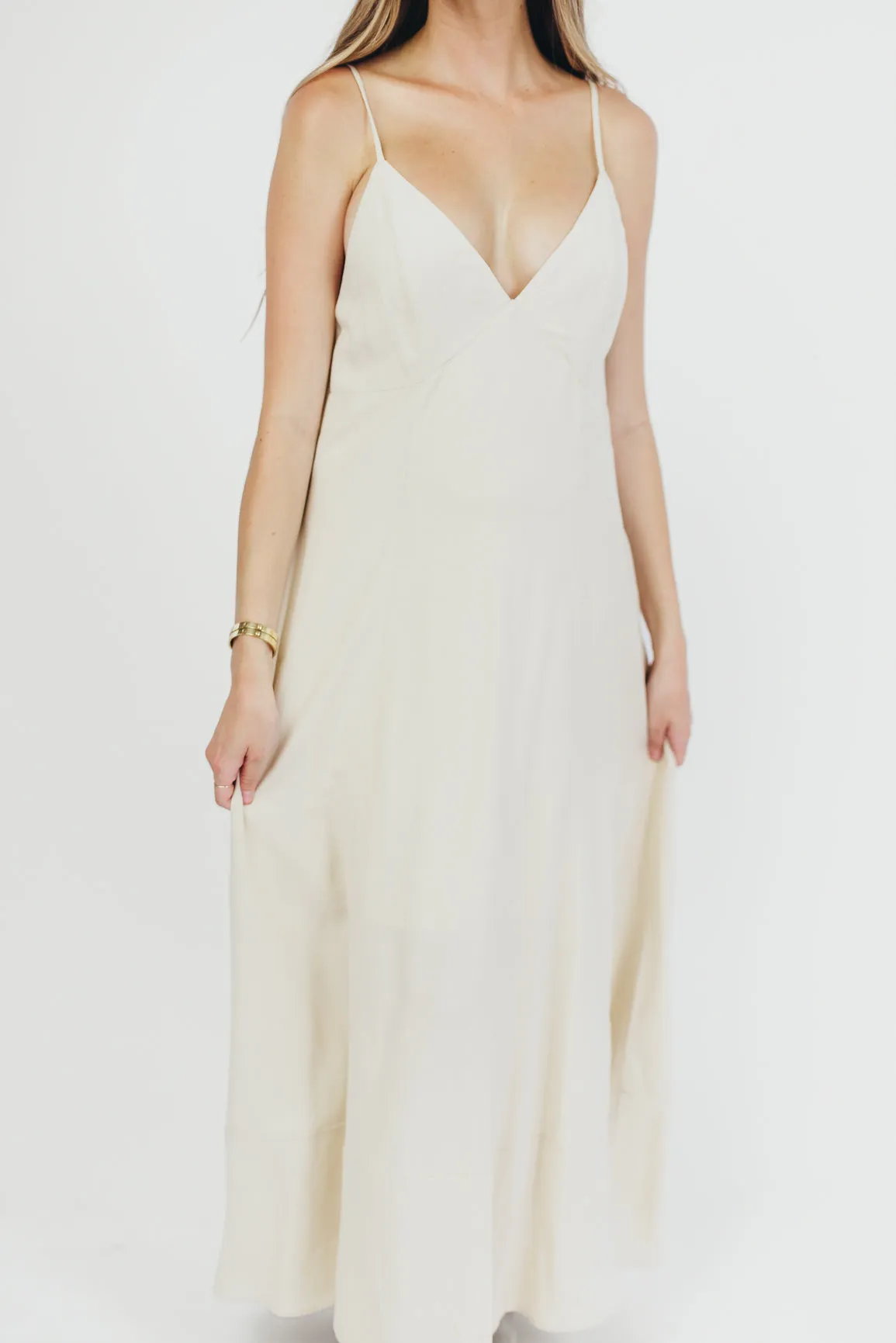 Ivy Linen-Blend Open Back Maxi Dress in Natural sold by Worth Collective product image thumbnail 5