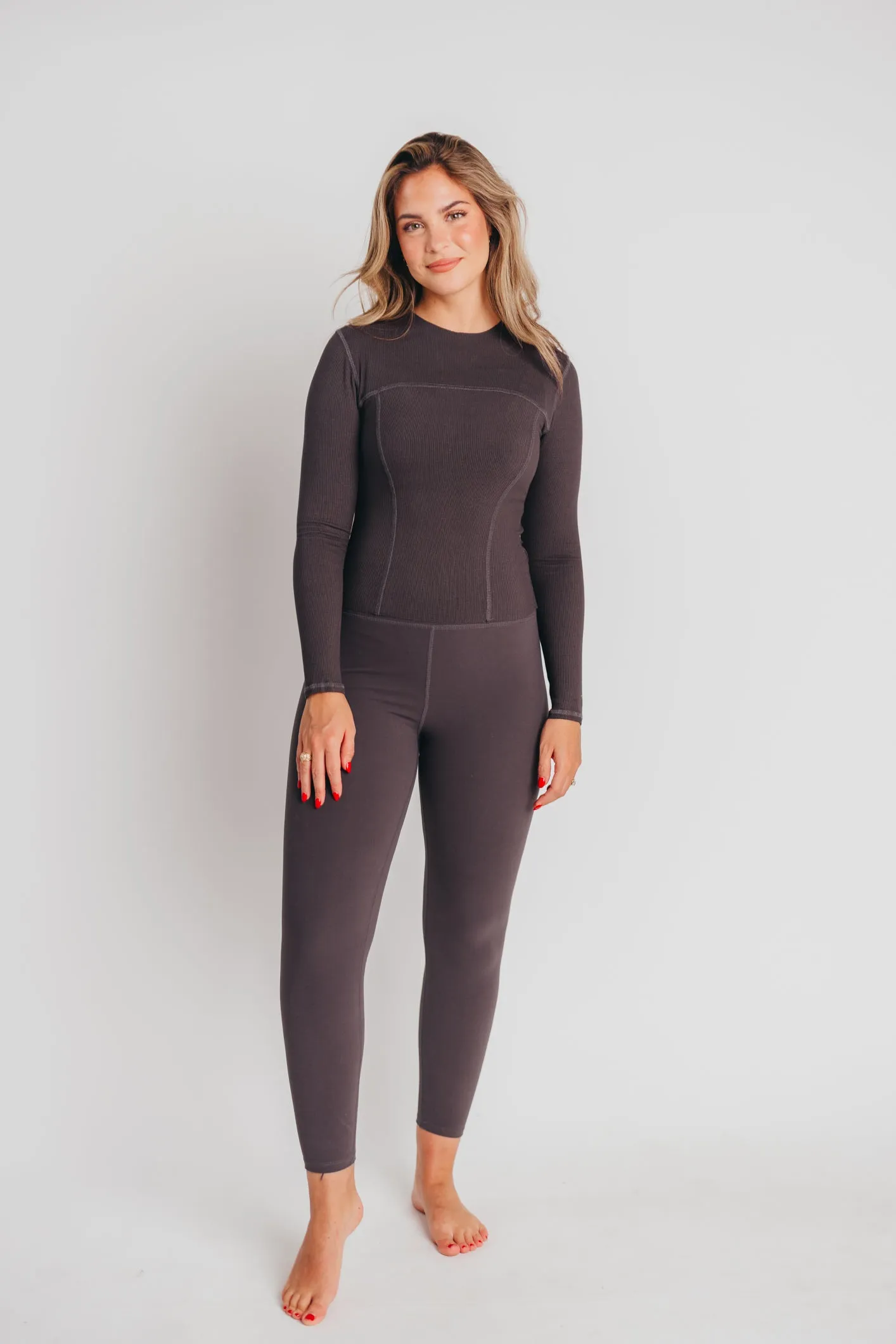 Worth the Label Long Sleeve Ribbed Seam Top in Charcoal sold by Worth Collective product image thumbnail 3