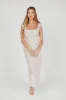 Pisa Floral Chiffon Midi Dress with Ruffle Shoulder in Lemon sold by Worth Collective