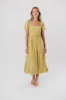 Ainsley Square Neck Midi Dress with Puffed Sleeves in Sweet Pea - Bump Friendly & Inclusive Sizing (S-3XL) sold by Worth Collective