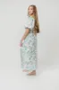 Mallory Textured Print Midi Dress in Teal Floral sold by Worth Collective
