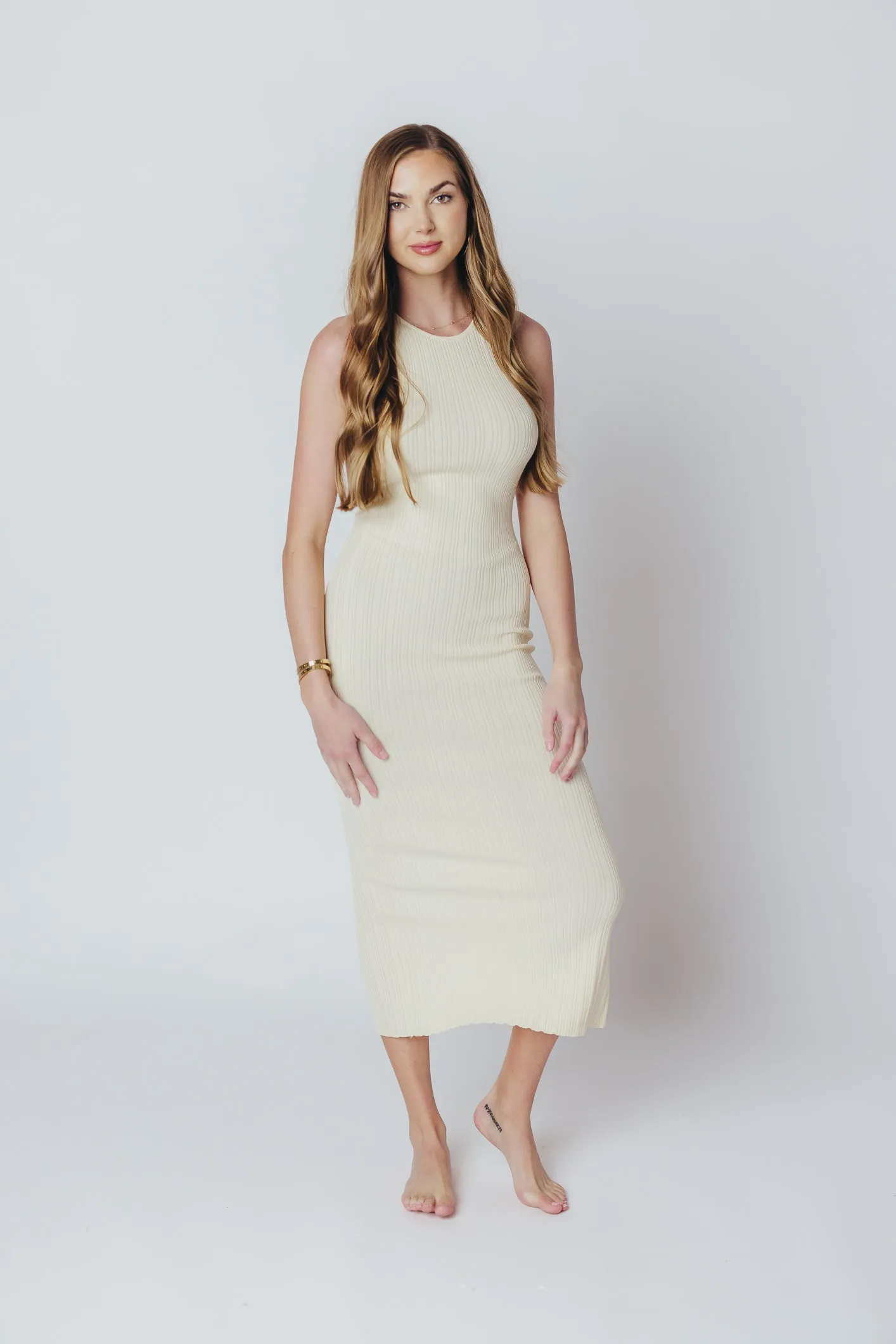 The Madison Racerback Knit Midi Dress in Cream sold by Worth Collective product image thumbnail 4