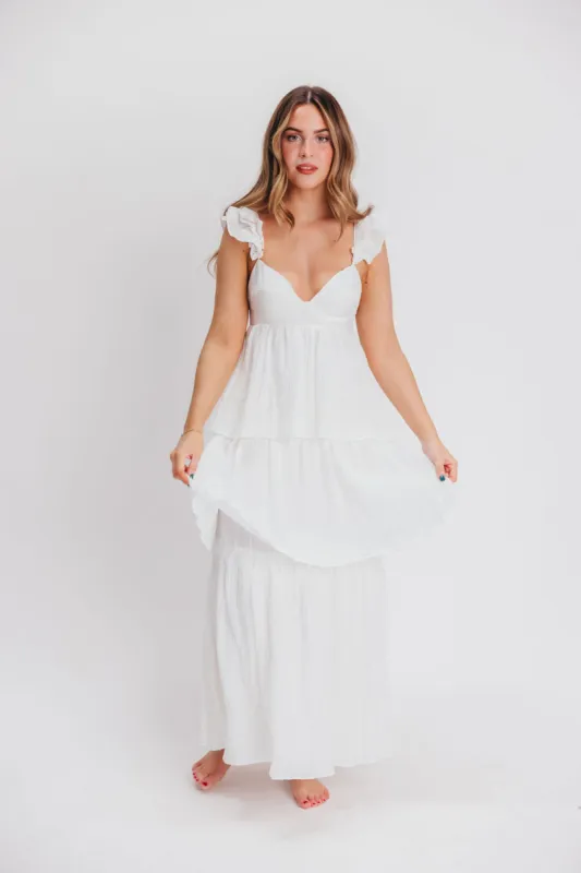 Caroline Maxi Dress in White sold by Worth Collective