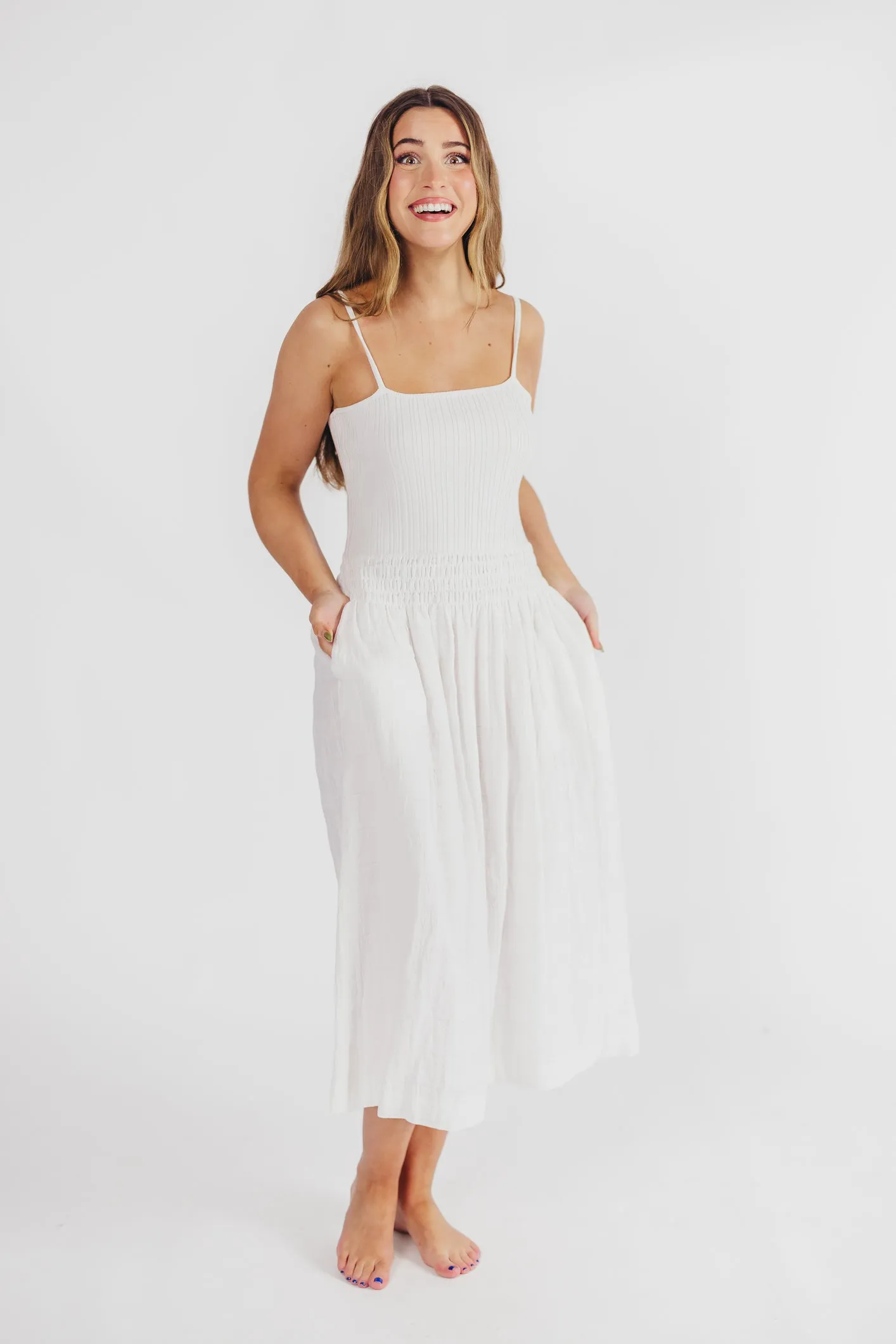 Nadia Knit Tank Maxi Dress in Off-White sold by Worth Collective product image thumbnail 3