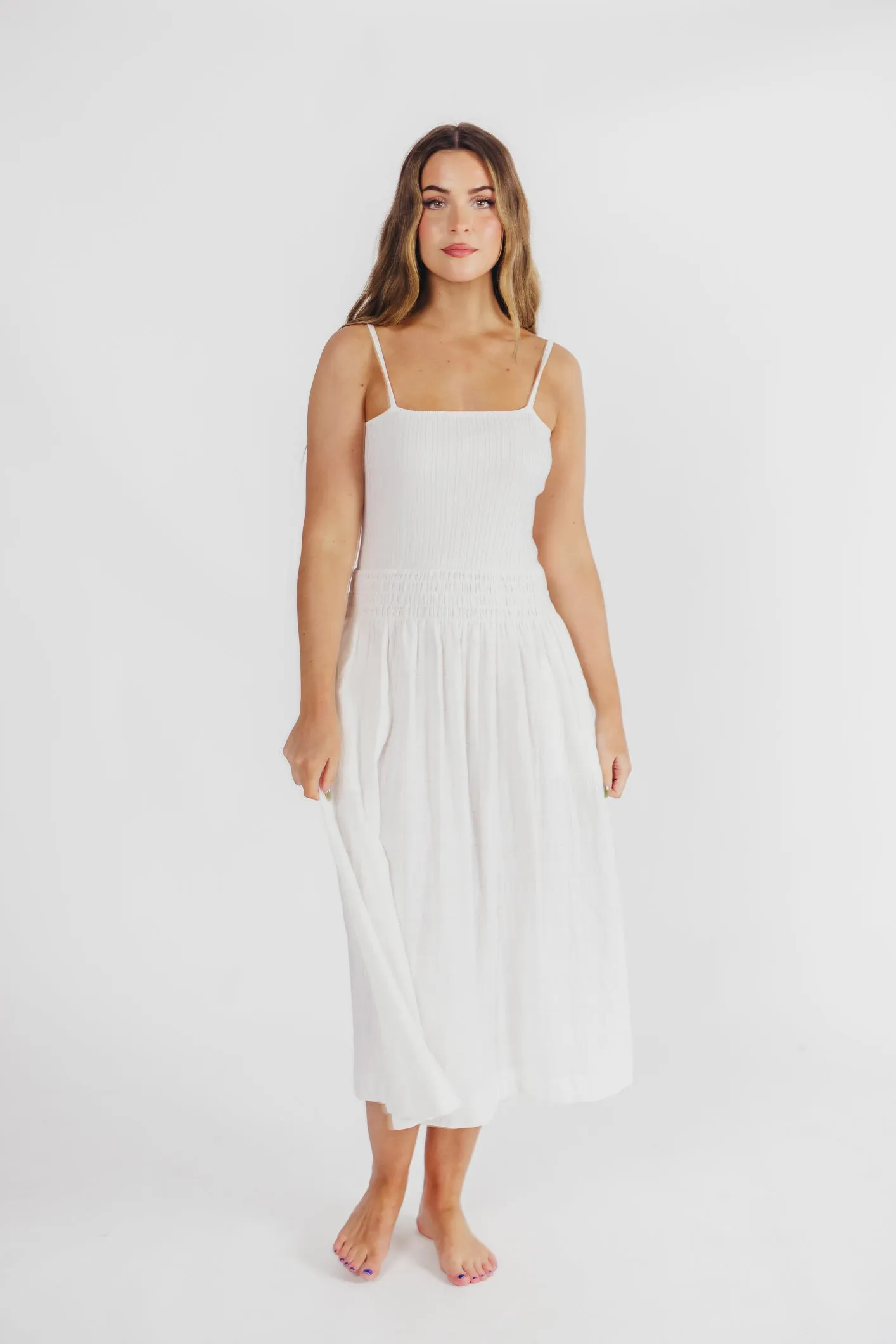 Nadia Knit Tank Maxi Dress in Off-White sold by Worth Collective