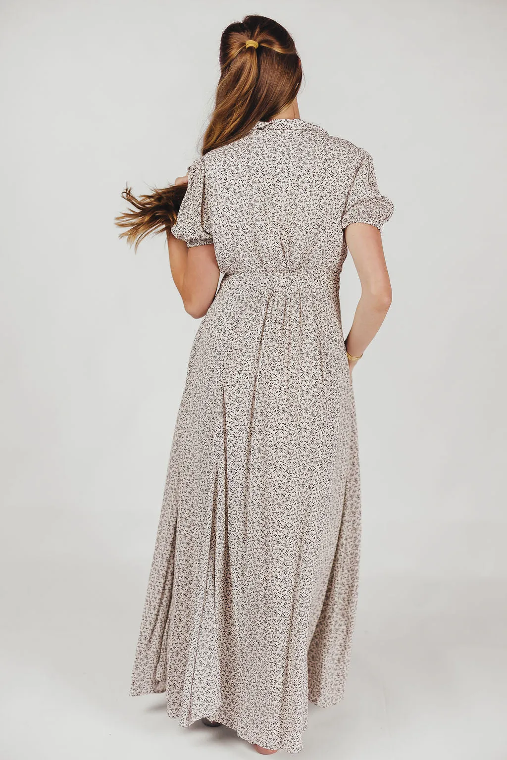 Mariah Collared Button-Down Maxi Dress in Creme Floral - Nursing Friendly sold by Worth Collective product image thumbnail 5