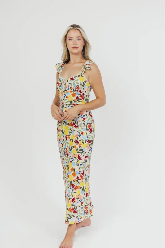 Hillary Flutter Sleeve Maxi Dress in Taupe sold by Worth Collective