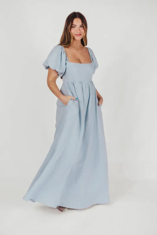 Candace Maxi Dress in Light Blue sold by Worth Collective