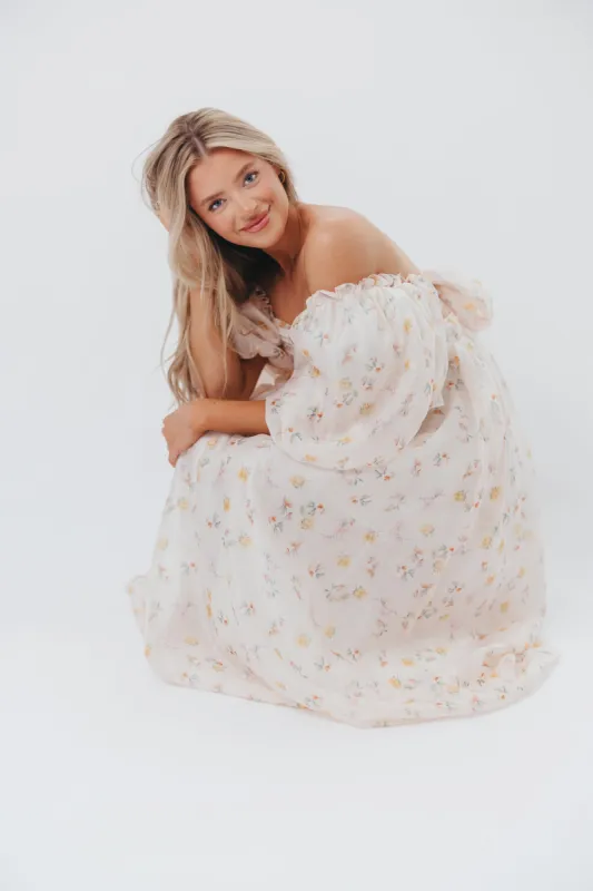 Melody Maxi Dress with Pleats and Bow Detail in Yellow Rose Floral - Bump Friendly & Inclusive Sizing (S-3XL) sold by Worth Collective
