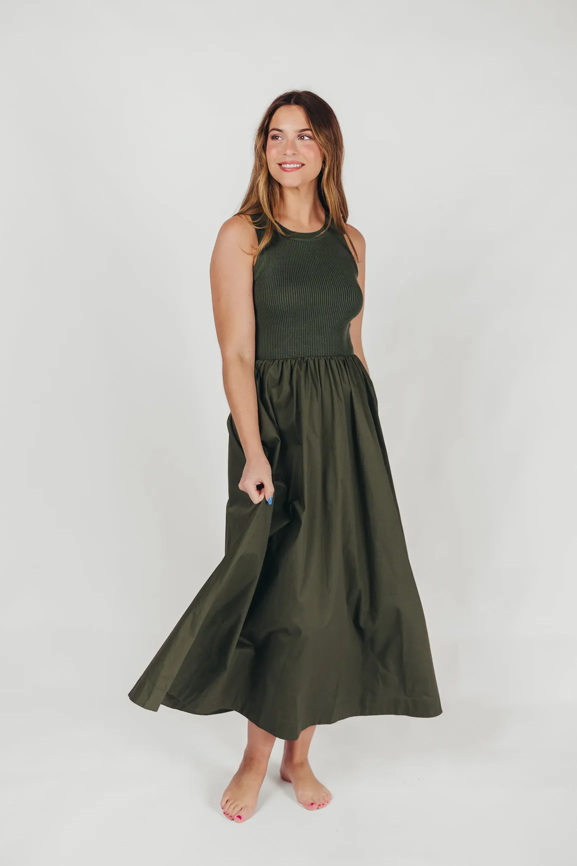 KerriLynn Sweater Knit Tank Maxi Dress in Dark Green sold by Worth Collective product image thumbnail 3
