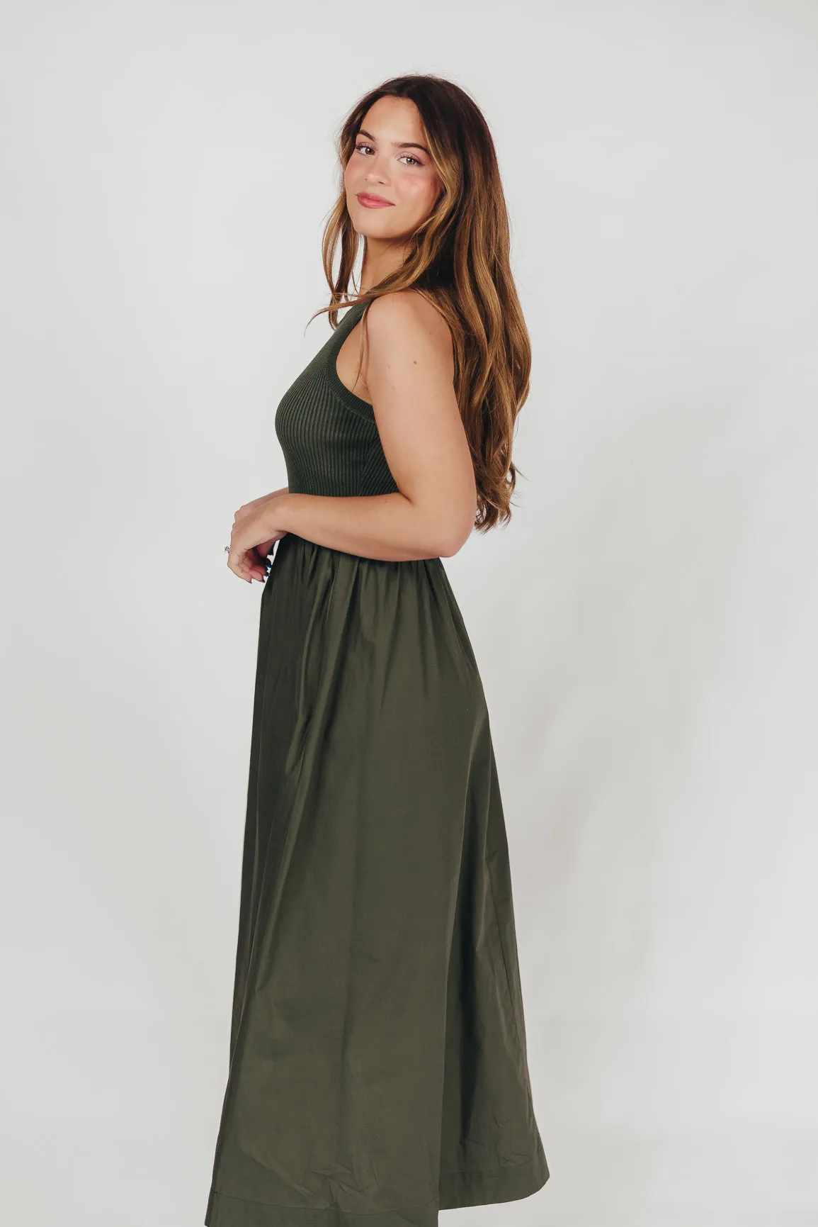 KerriLynn Sweater Knit Tank Maxi Dress in Dark Green sold by Worth Collective product image thumbnail 4