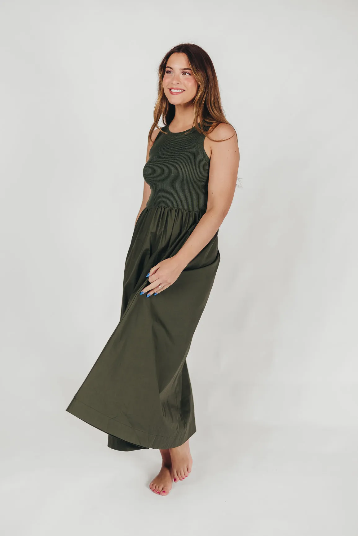 KerriLynn Sweater Knit Tank Maxi Dress in Dark Green sold by Worth Collective product image thumbnail 2