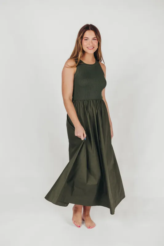 KerriLynn Sweater Knit Tank Maxi Dress in Dark Green sold by Worth Collective