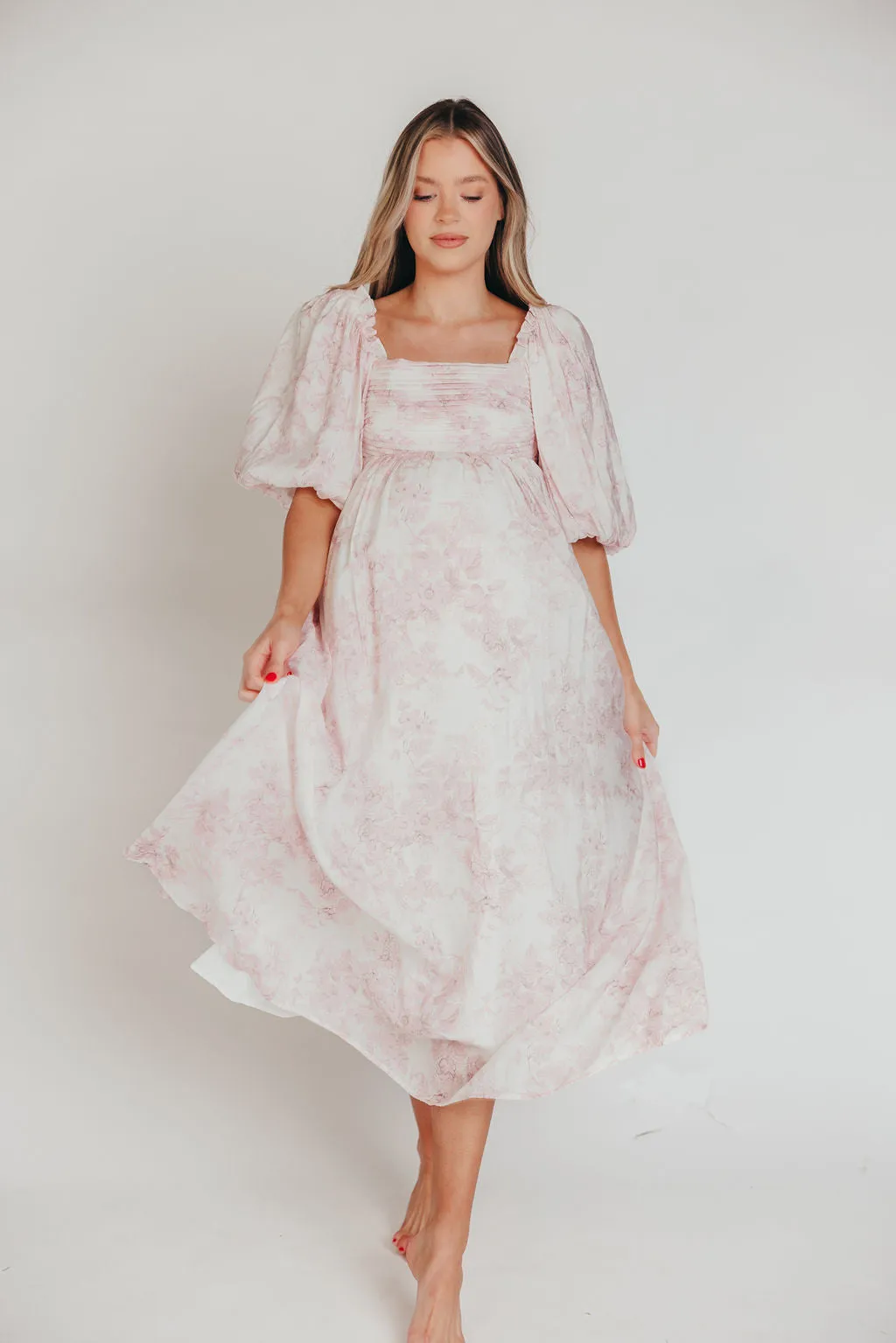 Melody Maxi Dress with Pleats and Bow Detail in Pink Toile - Bump Friendly & Inclusive Sizing (XL-3XL) - PRE-ORDER sold by Worth Collective product image thumbnail 5