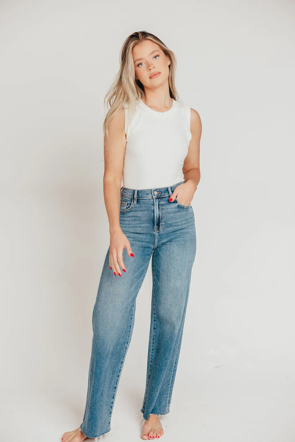 Logan High Waisted Dad Jean in Medium Wash sold by Worth Collective product image thumbnail 5