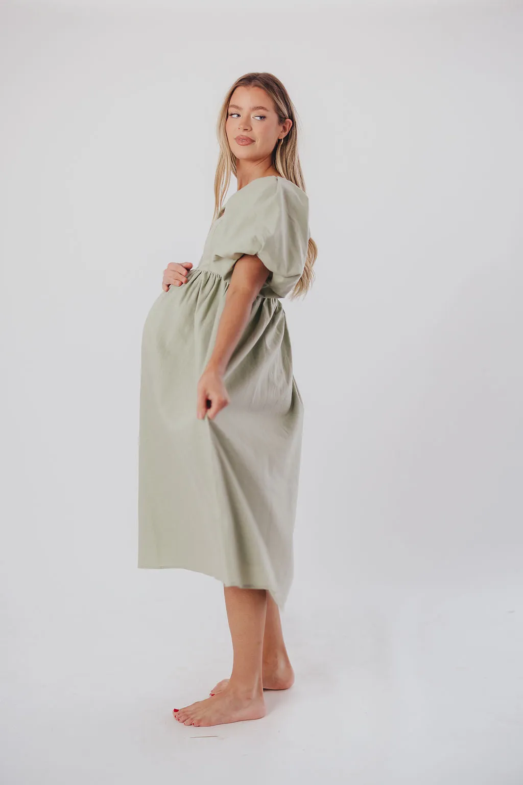 Hamilton Midi Dress in Olive - Bump Friendly & Inclusive Sizing (S-2XL) sold by Worth Collective product image thumbnail 4