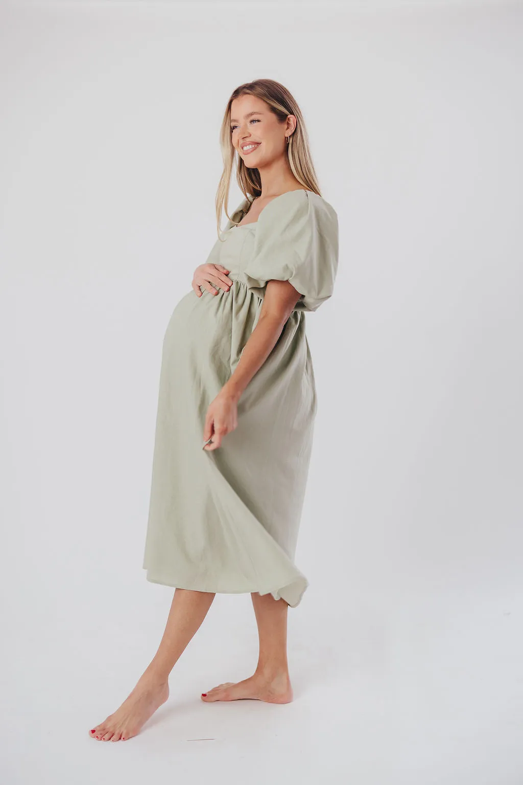 Hamilton Midi Dress in Olive - Bump Friendly & Inclusive Sizing (S-2XL) sold by Worth Collective product image thumbnail 5