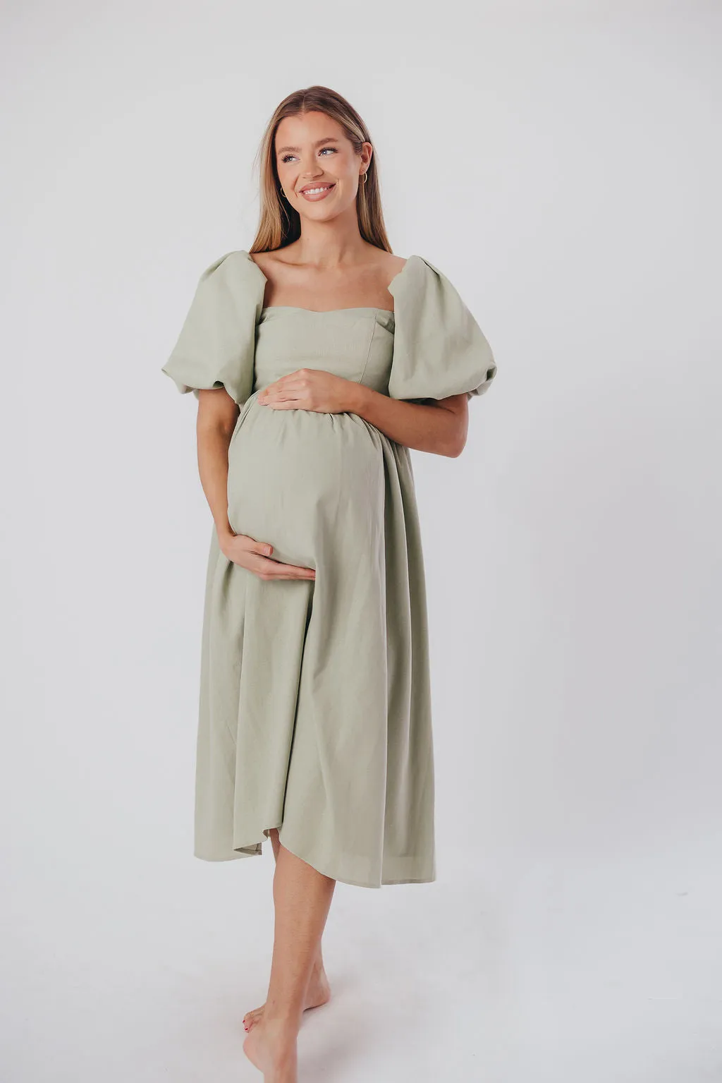 Hamilton Midi Dress in Olive - Bump Friendly & Inclusive Sizing (S-2XL) sold by Worth Collective product image thumbnail 2
