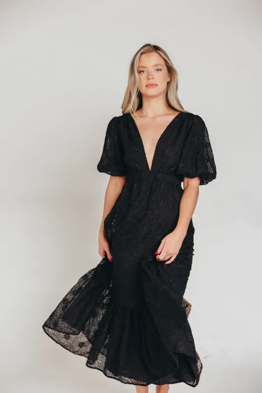 ASTR Jaxine Maxi Dress in Black sold by Worth Collective
