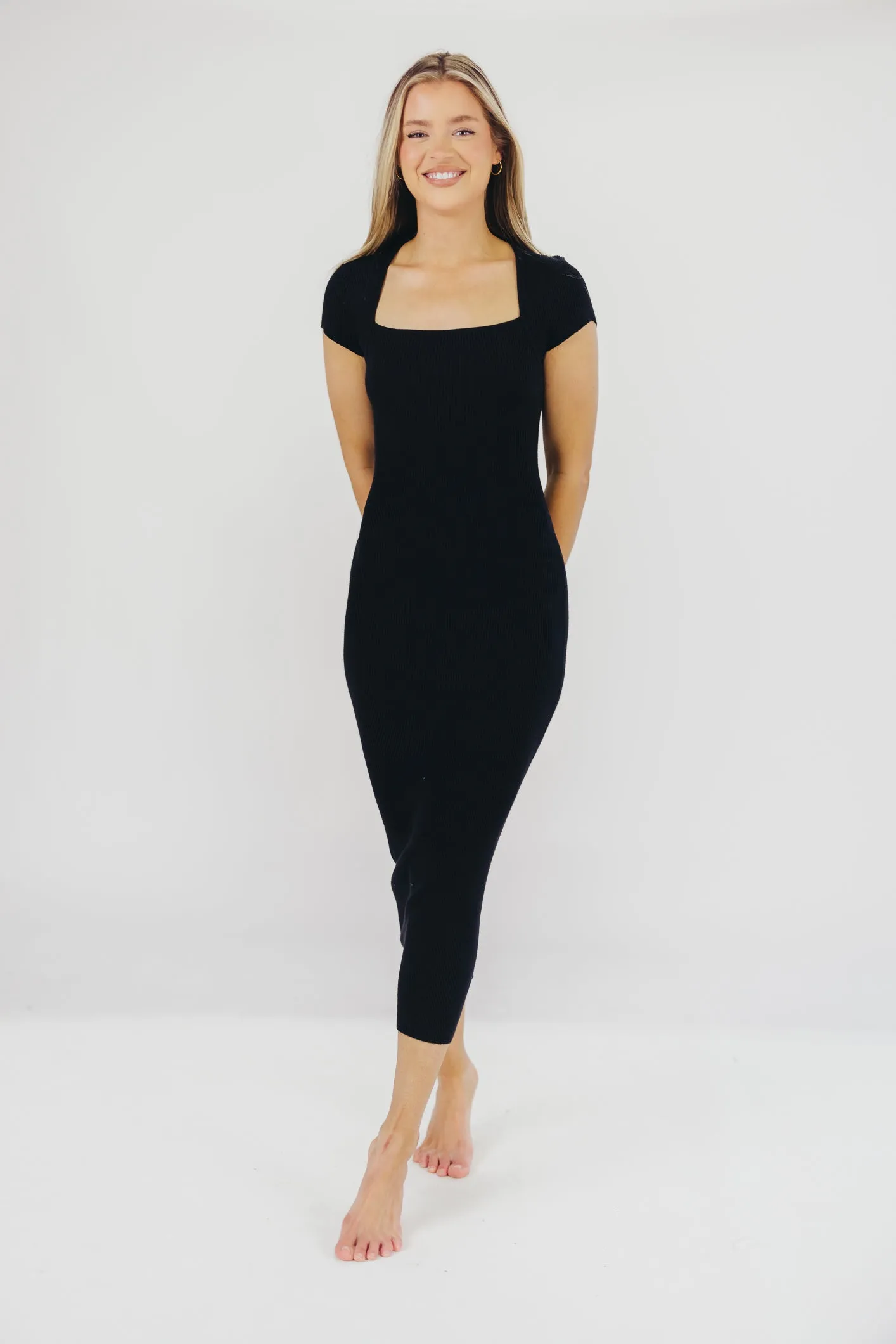 Wren Ribbed Knit Maxi Dress with Square Neckline in Black (XS-XL) - Worth Collective Exclusive sold by Worth Collective product image thumbnail 4