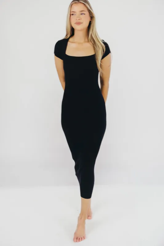 Wren Ribbed Knit Maxi Dress with Square Neckline in Black (XS-XL) - Worth Collective Exclusive sold by Worth Collective