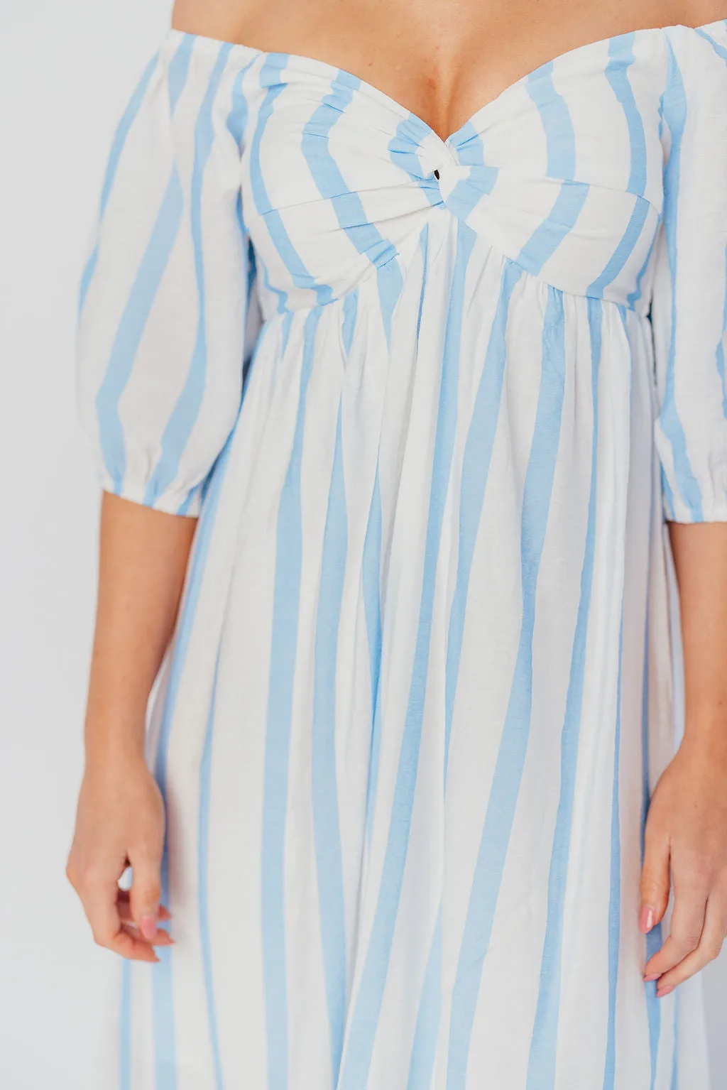 Clara Puffed Sleeve Midi Dress with Twisted Bodice in Cloud sold by Worth Collective product image thumbnail 2