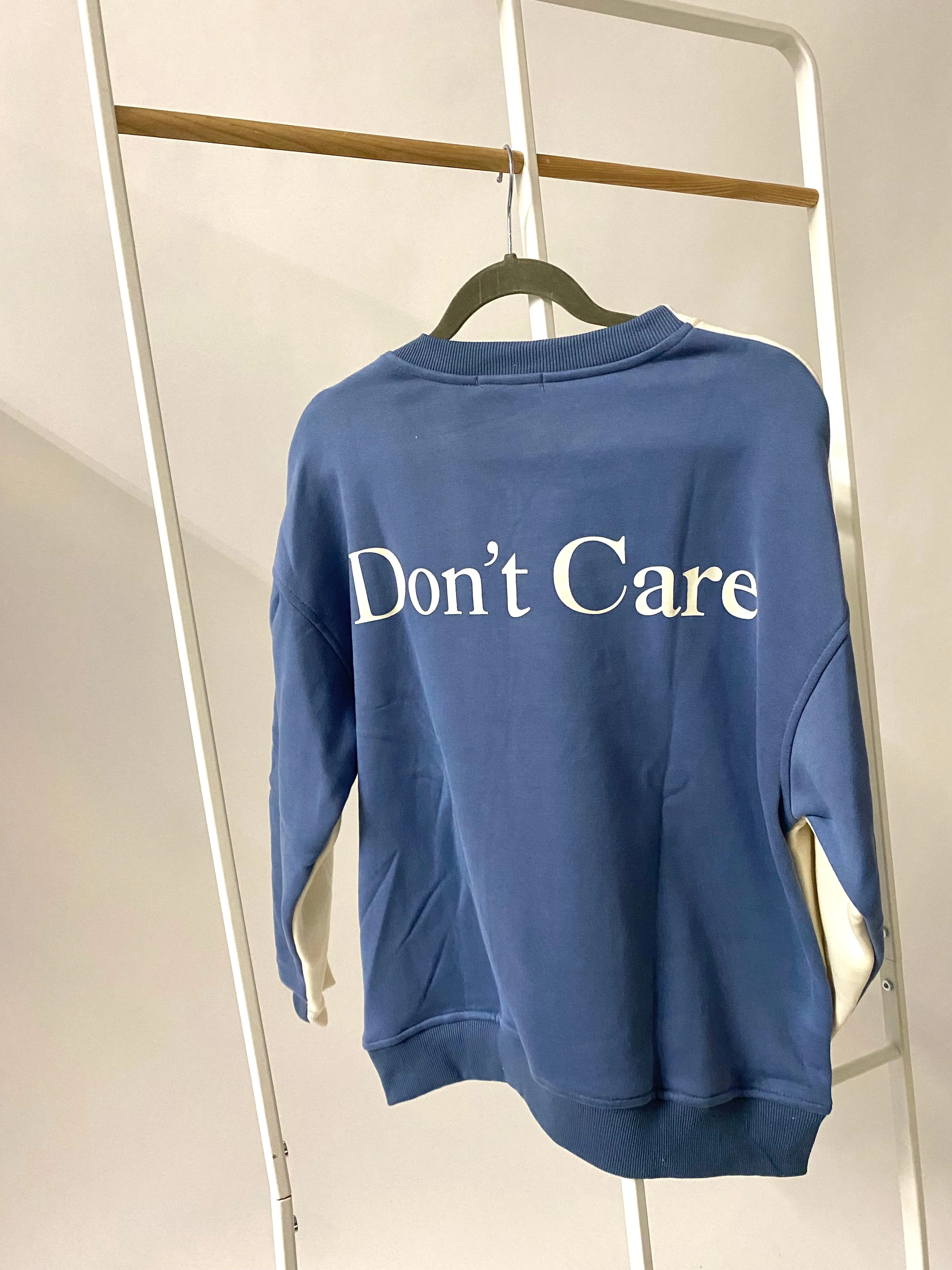 Blythe "Don't Know, Don't Care" Pullover in Cream/Vintage Blue sold by Worth Collective product image thumbnail 3