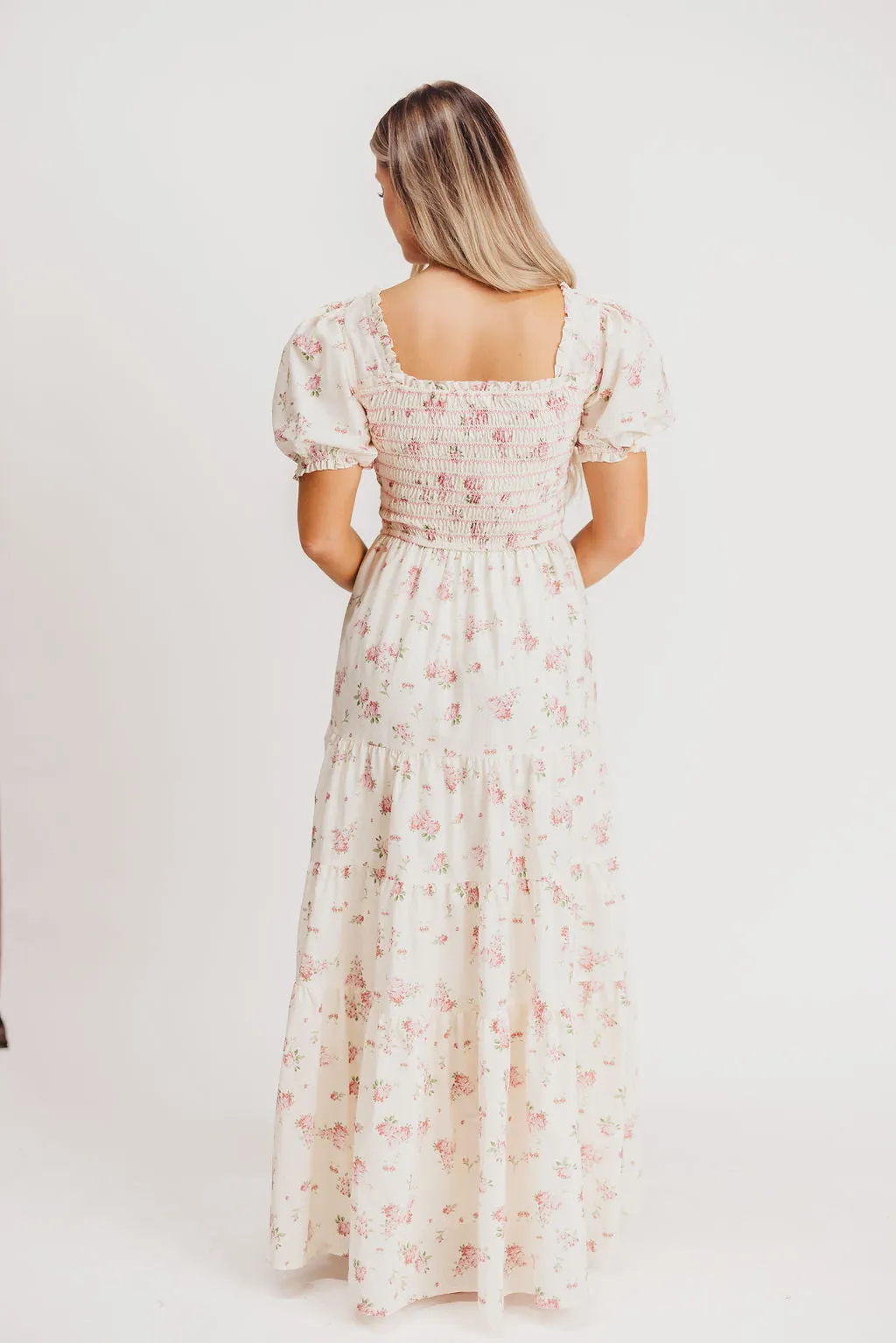 Harper Worth Maxi Dress in Ivory/Pink Floral - Inclusive Sizing (S-3XL) - Bump Friendly sold by Worth Collective product image thumbnail 4