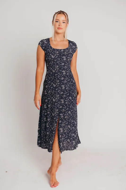 Hudson Midi Dress in Navy Floral sold by Worth Collective
