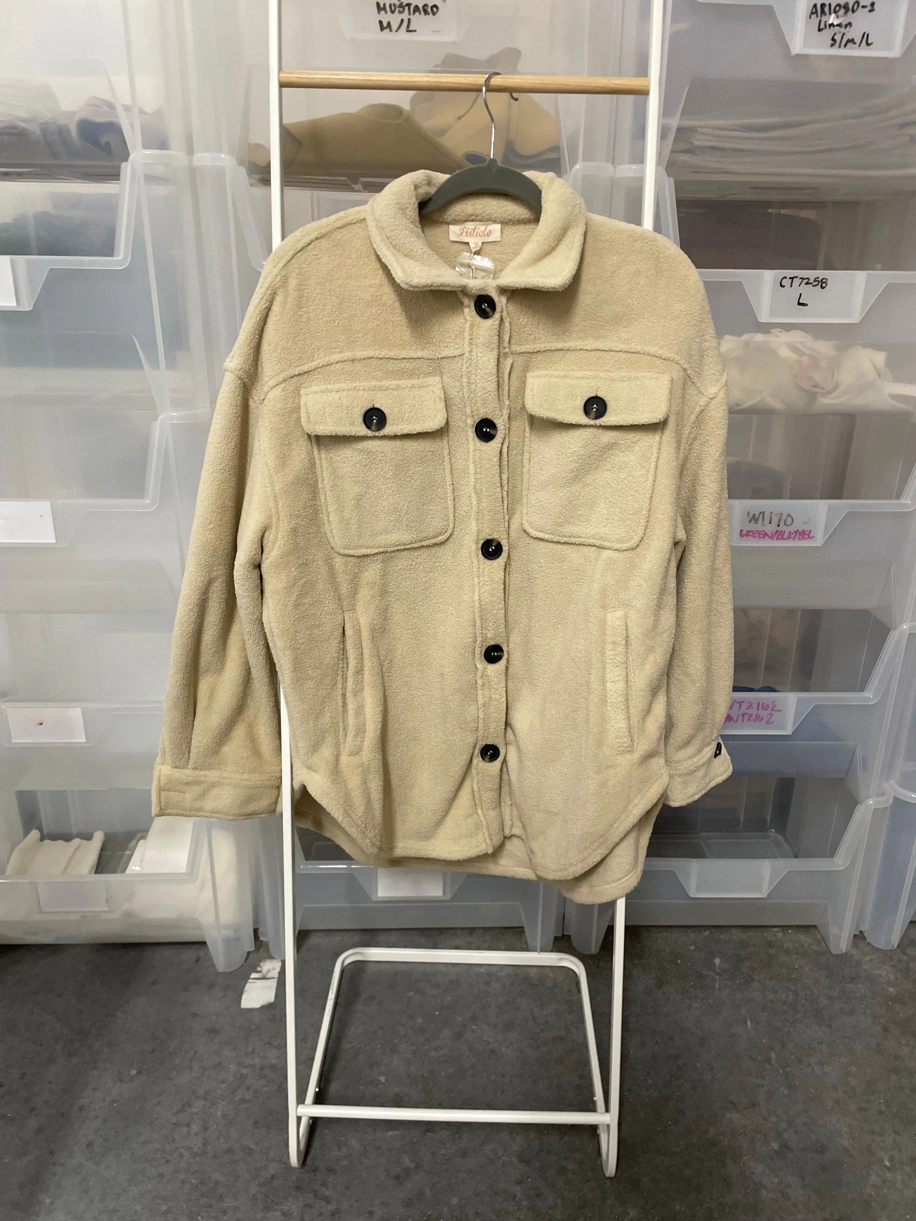 Premium Worth Collective Teddy Shacket in Champagne sold by Worth Collective