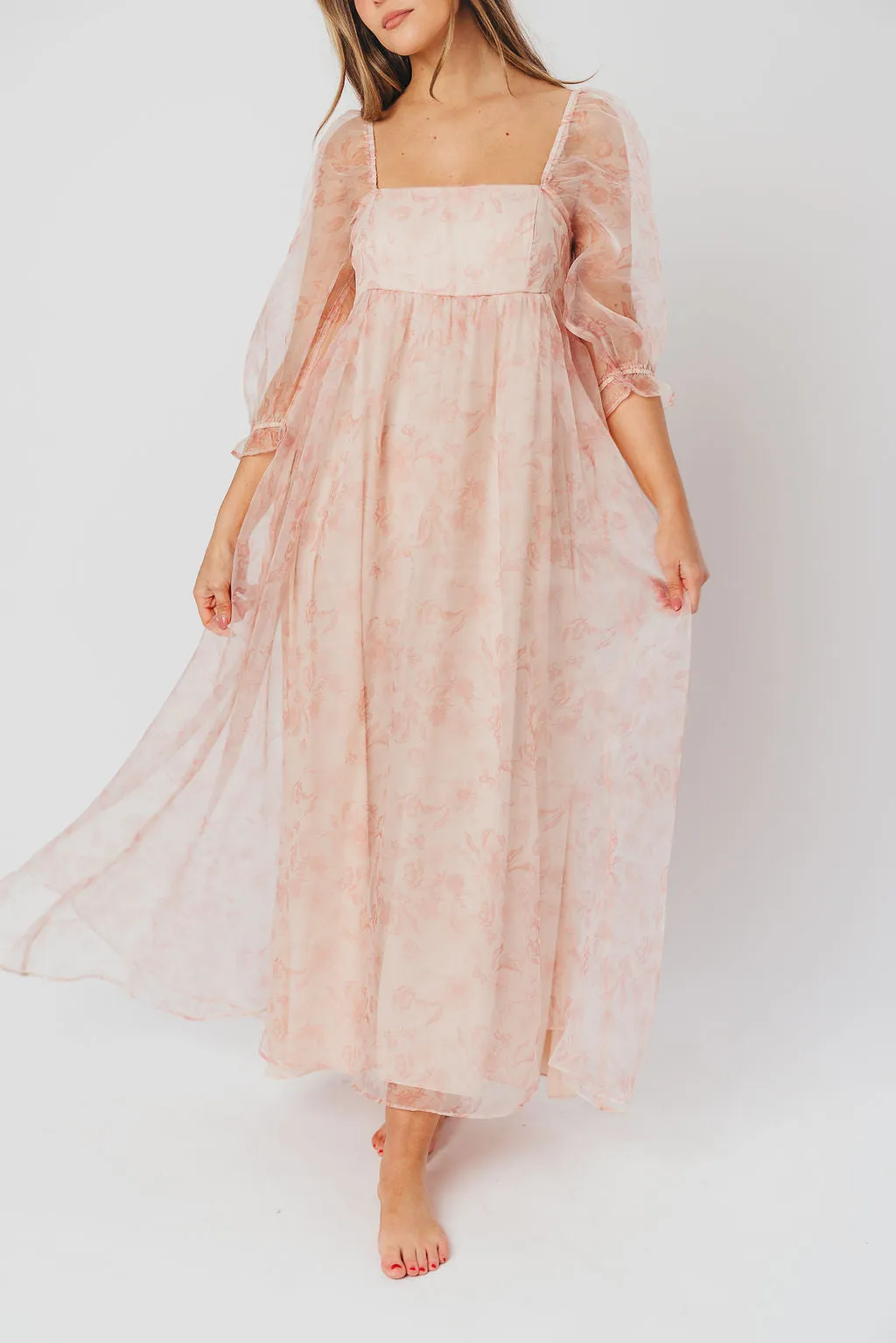 *New* Mona Maxi Dress with Smocking in Pink Floral - Bump Friendly & Inclusive Sizing (S-3XL) sold by Worth Collective