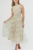 Alaina Floral Print Smocked Midi Dress in Blue Multi sold by Worth Collective