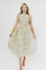 Alaina Floral Print Smocked Midi Dress in Blue Multi sold by Worth Collective