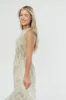 Alaina Floral Print Smocked Midi Dress in Blue Multi sold by Worth Collective