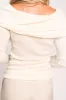 Laurel Off-the-Shoulder Thin Rib Sweater Top in Cream sold by Worth Collective