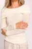Laurel Off-the-Shoulder Thin Rib Sweater Top in Cream sold by Worth Collective